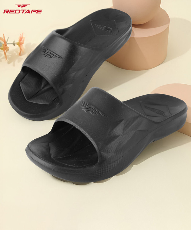 Red Tape Boys & Girls Slip On Slipper Flip Flop(Black , 5 – 6 Years)