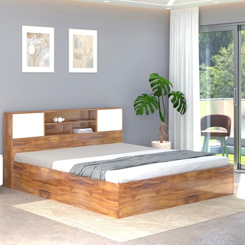 Callas Neville Engineered Wood King Size Bed With Storage (Bengali Sheesham, King Size With Storage)