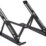 Amazon Basics Tabletop Laptop Stand, Ergonomic Adjustable & Ventilated Metal Riser Holder For Desk Fits Upto 15.6 Inch Laptops (Black)