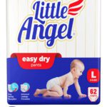 Little Angel Easy Dry Diaper Pants With 12 Hrs Absorption Large Size, 9-14 Kgs – L(62 Pieces)