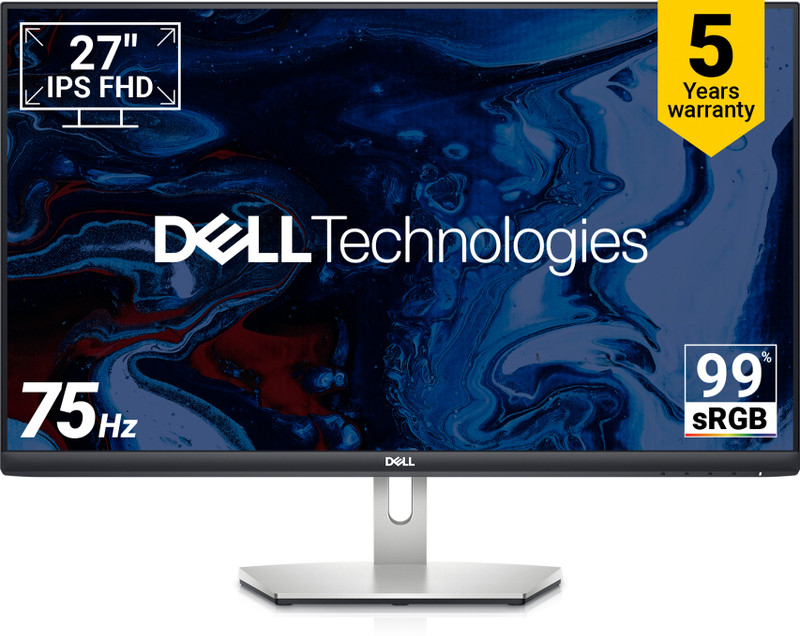 Dell S Series 68.58 Cm (27 Inch) Full Hd Ips Panel With 5-Years Warranty, 99% Srgb, Low Blue Light Technology,Hdmi X2, Tilt Adjustment, Contrast Ratio 1000:1, 300 Nits Brightness, Display Manager, 3-Sided Bezel-Less Monitor (S2721Hnm / S2721Hn)(Amd Free Sync, Response Time: 4 Ms, 75 Hz Refresh Rate)