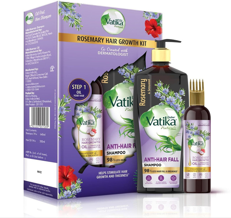 Dabur Rosemary Anti-Hair Fall Shampoo(640Ml) + Rosemary Hair Growth Oil(200Ml)(2 Items In The Set)