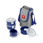 Cello Mf Click Polypropylene Lunch Box Set, 300Ml, 4-Pieces, Blue