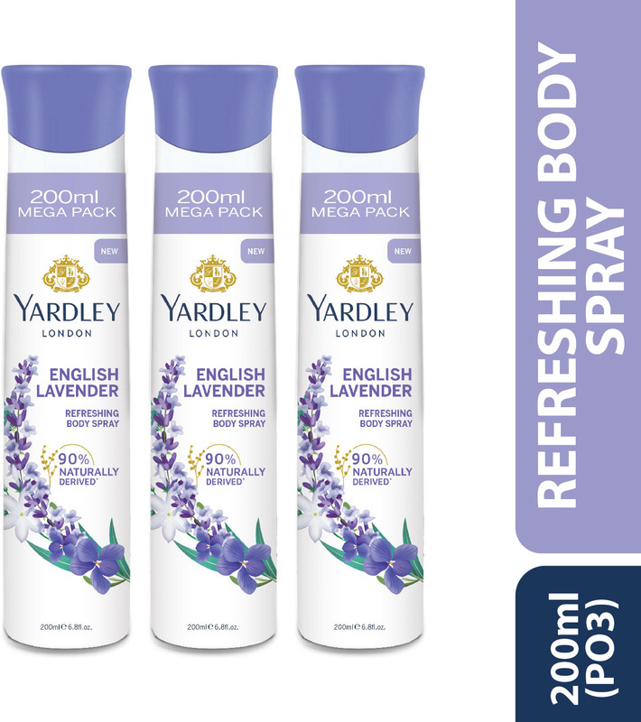 Yardley London English Lavender Refreshing Body Spray 200Ml Deodorant Spray – For Women(600 Ml, Pack Of 3)