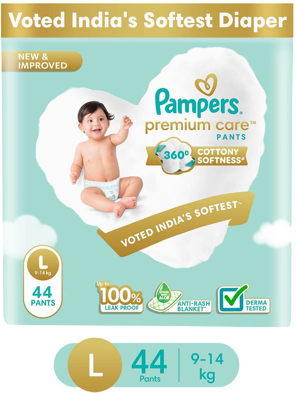 Pampers Premium Care Diaper Pants With 360 Cottony Softness – L(44 Pieces)