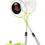 Knk Badminton Racket Set Of 2 Multicolour Double Shaft Badminton Kit