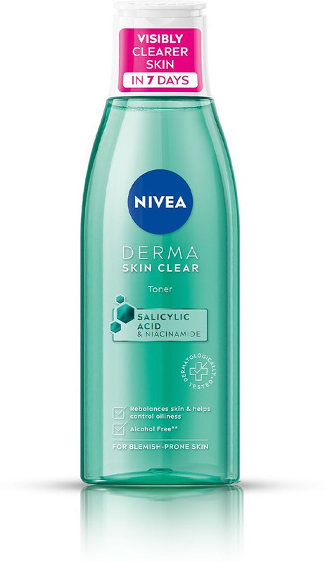 Nivea Derma Skin Clear Toner With Salicylic Acid & Niacinamide | Controls Oiliness Men & Women(200 Ml)