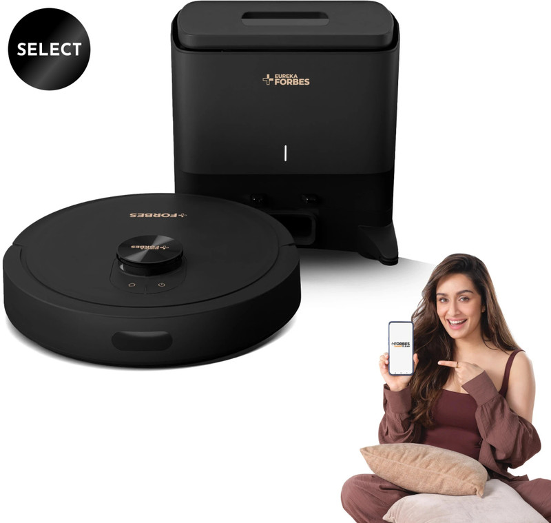 Eureka Forbes Auto Bin Turbo Robotic Floor Cleaner Smartclean, 7000Pa Hypersuction (40 Days Hands-Free Cleaning) | Lidar 3.0 & Quick Home Mapping | Wet Mopping | 3-Hour Run Time | Smart App Control (Wifi Connectivity, Google Assistant And Alexa)(Black)