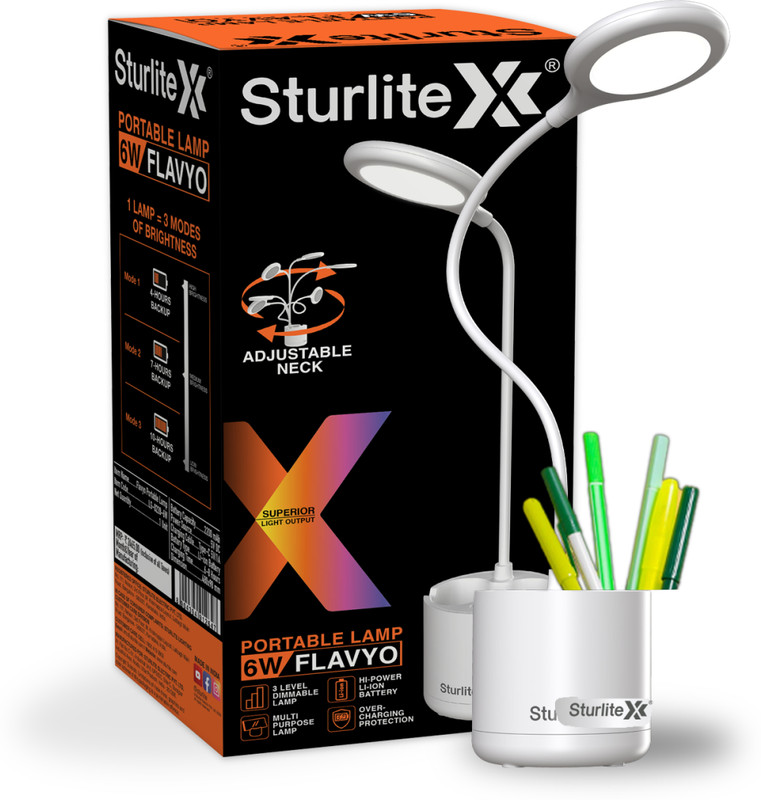 Sturlite Flavyo 6W Rechargeable Led|(3 In 1) Color Light Table Lamp(9.8 Cm, White)