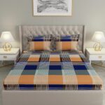 Raymond Home Microfiber Double Flat 100 Tc Geometric Bedsheet(Pack Of 1, Blue)