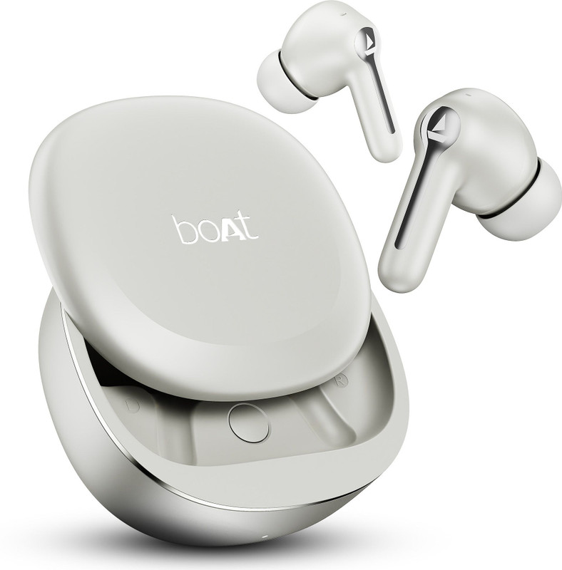 Boat Airdopes Prime 511, Volume Swipe Controls, 50H Battery, 4Mics Enx, App Support Bluetooth(Zinc White, True Wireless)