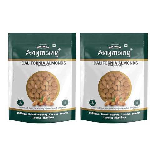 Any Many Nutraj California Almonds, Raw 2Kg (1Kg X 2) | Nutritious & Delicious | Badam Giri | High In Fiber | Rich In Vitamin E & Manganese
