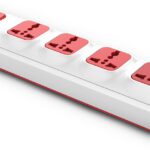 Gm 3252 4 Sq 4+1 Spike Guard With Surge Protector. 4  Socket Extension Boards(White, Red, 2 M)