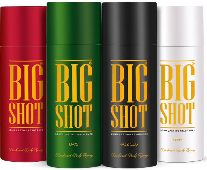 Oscar Big Shot Deodorant Jazz Club, Privee & Eros (150Ml Each) Deodorant Spray  –  For Men(600 Ml, Pack Of 4)