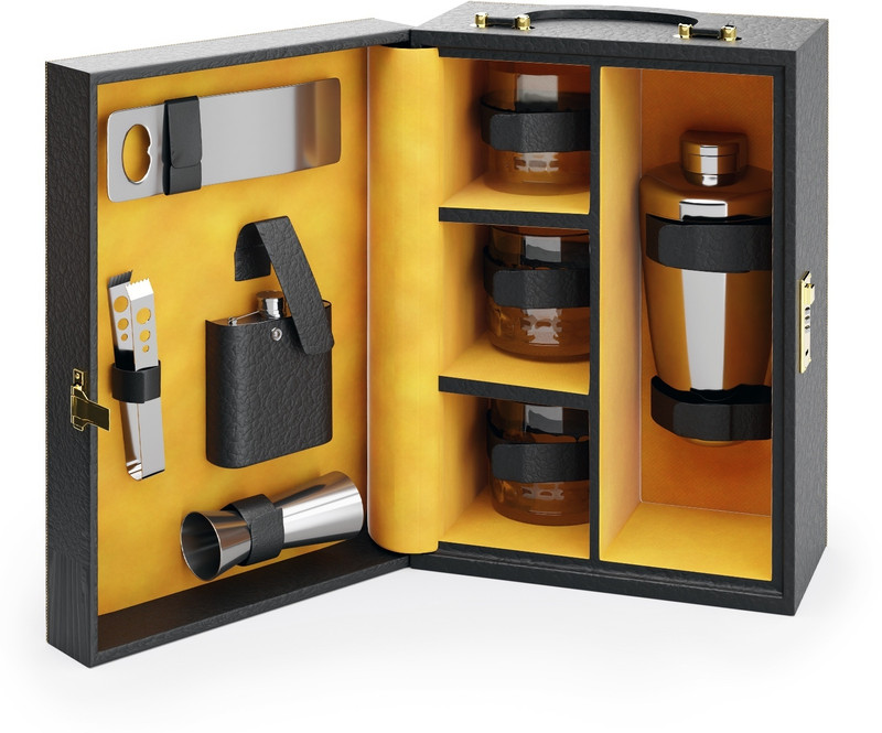 Lifelong Premium Bar Set With Handy Portable Leatherette Box | 3 Whiskey Glasses Bar Set(Stainless Steel)