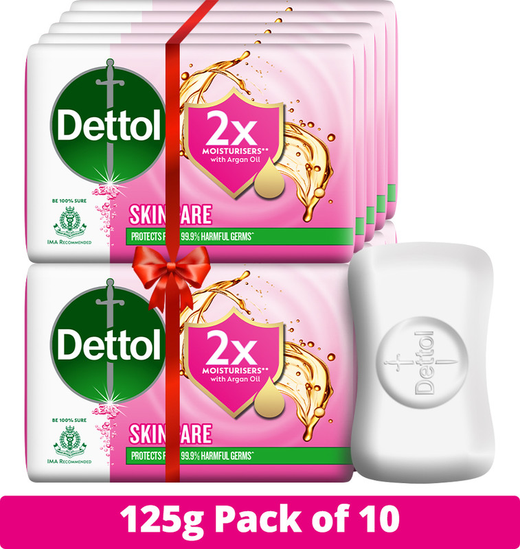 Dettol Skincare Moisturizing Bathing Soap Bar(10 X 12.5 G)