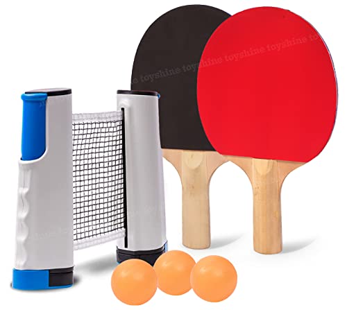 Toyshine Table Tennis Combo – Two Racket With Three Ball And One Adjustable & Foldable Tt Net – Multicolor (Sstp)