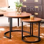 Priti Coffee Table Set: Nesting Side Tables With Chipboard Tops, Sturdy Metal Frame, Modern Industrial Design – Ideal For Living Room, Bedroom, Apartment, And More