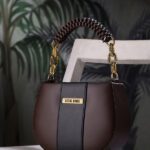 Legal Bribe Brown Sling Bag Knitted Handle Sling Bag