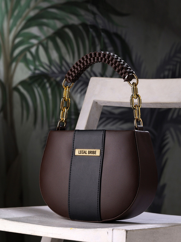 Legal Bribe Brown Sling Bag Knitted Handle Sling Bag