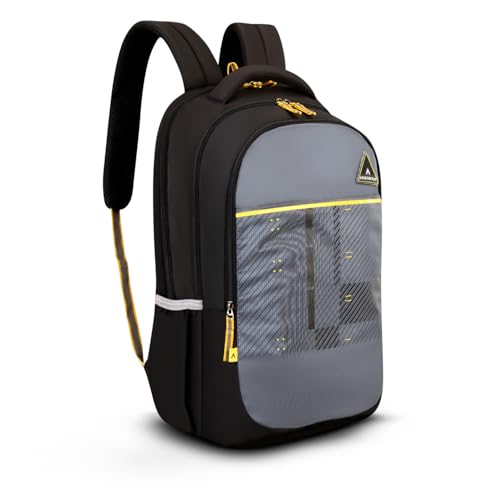 Aristocrat Scholar 38L Black & Grey Casual Backpack For Boys & Girls With 3 Spacious Compartments | Organizer | Padded Shoulder Straps | Side Bottle Pockets | Perfect For School & Travel – Unisex