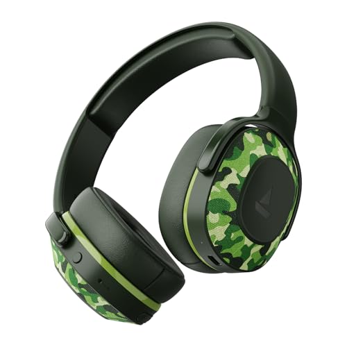 Boat Rockerz 413 (2025 Launch), 60Hrs Battery, 40Mm Drivers, Over Ear, Dual Pair, Enx Tech, Low Latency, Integrated Controls, Bluetooth Headphones, Wireless Headphone With Mic (Army Green)