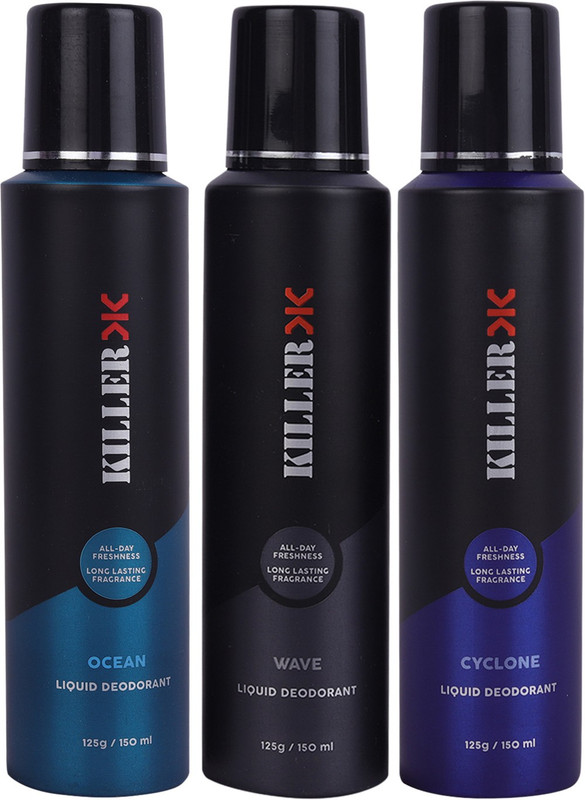 Killer Ocean-Wave-Cyclone Deodorant Spray  –  For Men(450 Ml, Pack Of 3)