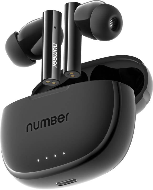 Number Navo Buds X1 W/ 50H Playtime,Dual Pairing,13Mm Speakers,Enc,45Ms Low Latency Bluetooth(Black Moon, In The Ear)