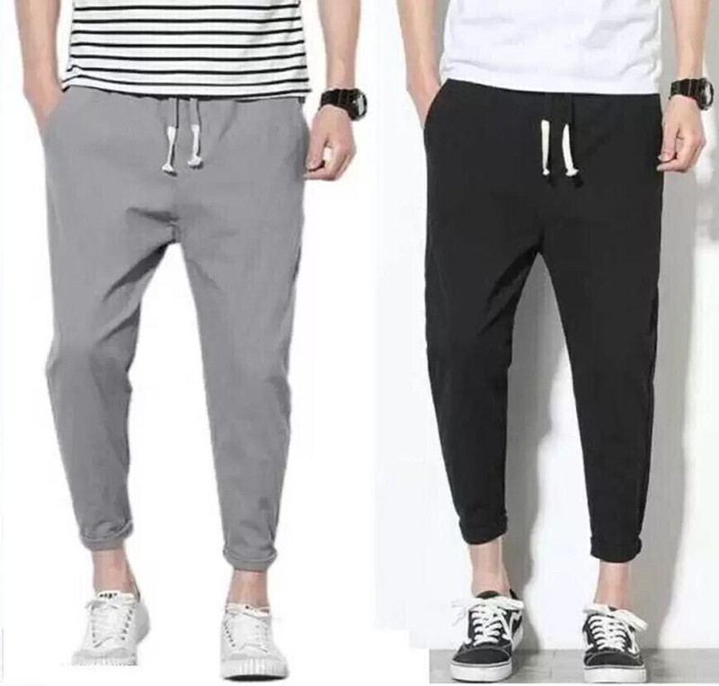 Btmz Solid Men Grey, Black Track Pants
