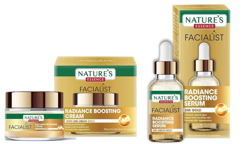 Nature’S Essence Facialist Radiance Boosting Cream 45Gm + Radiance Boosting Serum 30Ml With 24K Liquid Gold(2 Items In The Set)