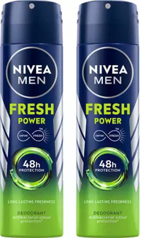 Nivea Fresh Power Deo Spray, 48H Derma Odour Protection With Citrus, Musk, Spice Body Spray – For Men(150 Ml, Pack Of 2)