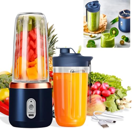 Qlect Portable Blender Electric Juicers Fruit Mixers Usb Rechargeable Smoothie Mini Personal Juicer 6 Blades 3Gears With 1500 Mah Rechargeable Battery-Smoothie Blender(Blue)