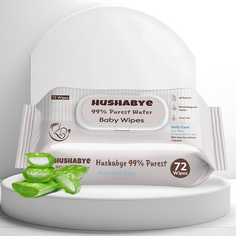 Hushabye Premium Soft Baby Wipes With Aloe Vera,Rash-Free(72 Wipes Each Pack,Pack Of 1)(72 Wipes)