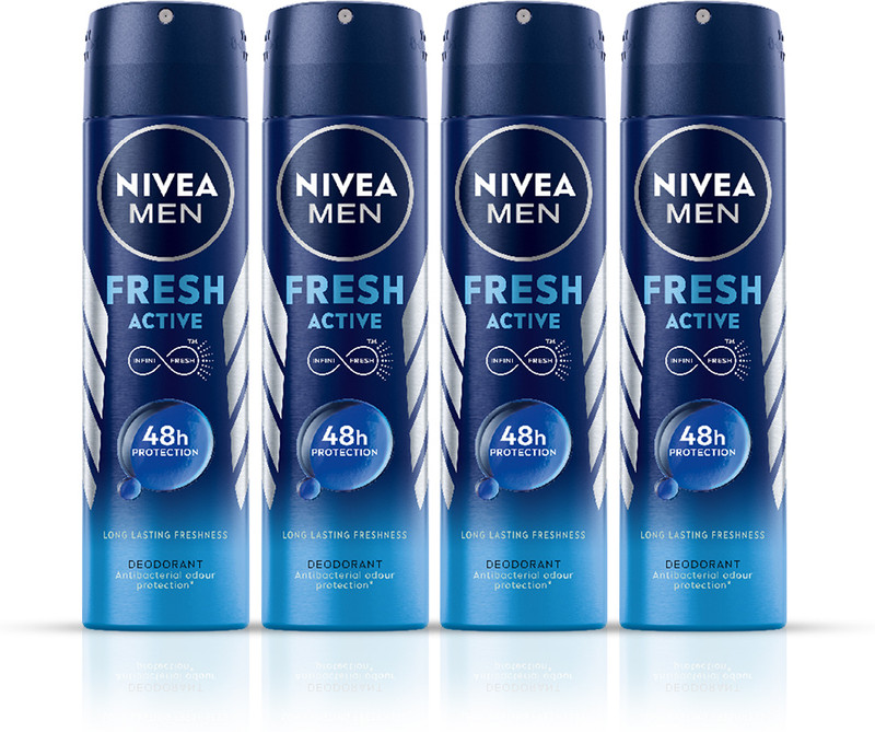 Nivea Fresh Active Long Lasting Anti-Perspirant Deodorant Spray – For Men Pack Of 4 Deodorant Spray  –  For Men(600 Ml, Pack Of 4)
