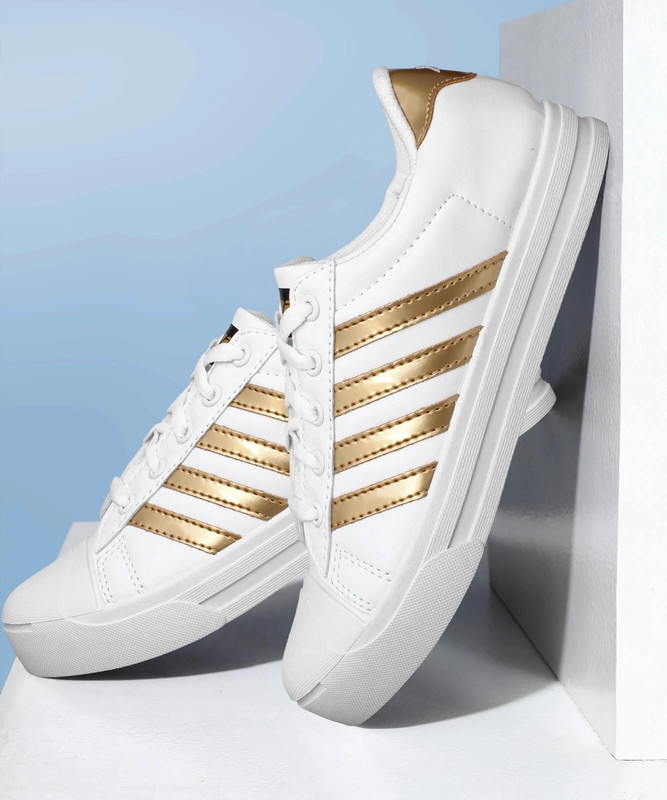 Sparx Sl 111 | Stylish, Comfortable | Sneakers For Women(White, Gold , 5)