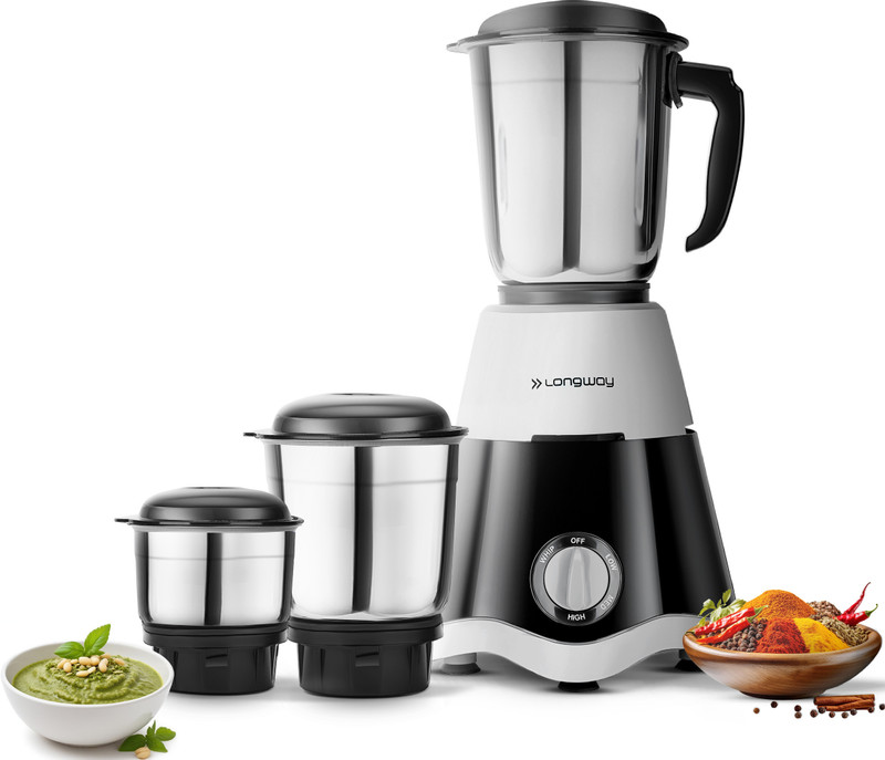 Longway Super Dlx 700 W Juicer Mixer Grinder(Super | 3 Jars | Black, Grey)