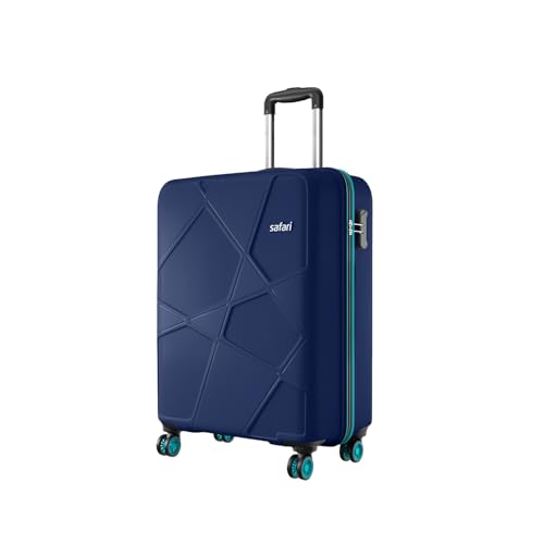 Safari Pentagon Pro 8 Wheels 55Cm Cabin Trolley Bag Hard Case Polypropylene, 360º Wheeling Carry On Luggage For Men & Women, Travel Bag, Suitcase For Travel, Trolley Bags For Travel, Navy