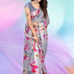 Houseofcommon Applique Chanderi Chanderi, Cotton Blend Saree(Multicolor)