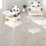 Bumtum 4 In 1 Convertible Baby High Chair With 3 Point Safety Belts,Booster Chair(White)