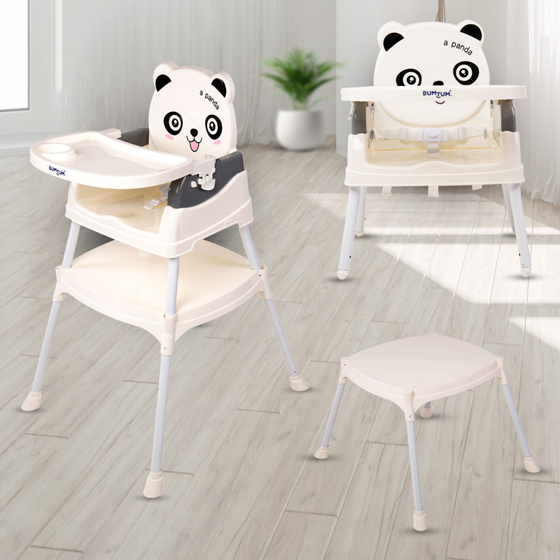 Bumtum 4 In 1 Convertible Baby High Chair With 3 Point Safety Belts,Booster Chair(White)