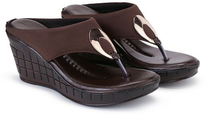 Shankhian Women Heels(Brown, Gold, Brown , 7)