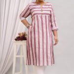 Neerupam Collection Women Striped Straight Kurta(Purple)