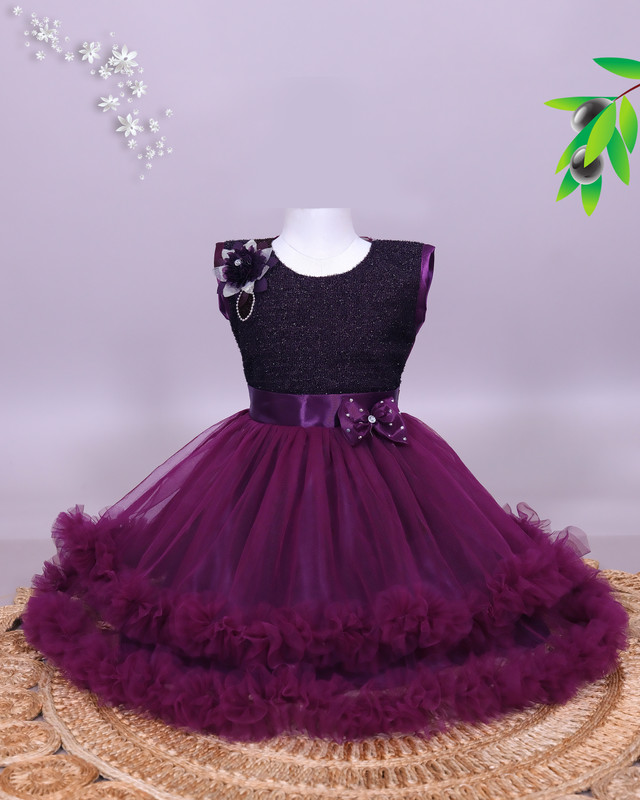 Fashionmart Baby Girls Below Knee Party Dress(Purple, Sleeveless)