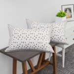 Urbane Home (Set Of 2) Pillow Cover | Premium Cotton Pillow Cover | Cushion Pillow Cover Set | Pillow Cover For Bedroom | Pillow Cover For Living Room | Dot Brown Flower | White