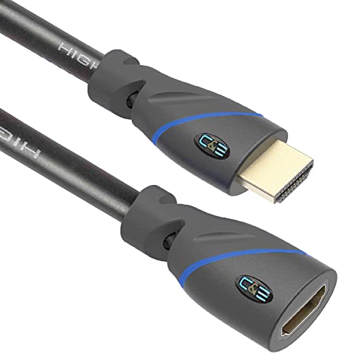 C&E High Speed Hdmi Cable Male To Female With Ethernet Black (10 Feet/3.0 Meters), (2 Pack)