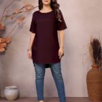 Jimory Casual Solid Women Brown Top