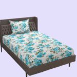 Optica Weaves Polycotton Single Flat 220 Tc Floral Bedsheet(Pack Of 1, Aqua Floral)