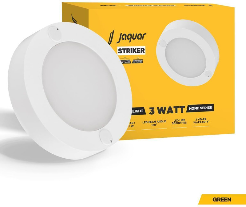 Jaquar 3W Striker Mini Round Surface Downlight With Heat Sink | Green (Pack Of 1) Ceiling Light Ceiling Lamp(White)