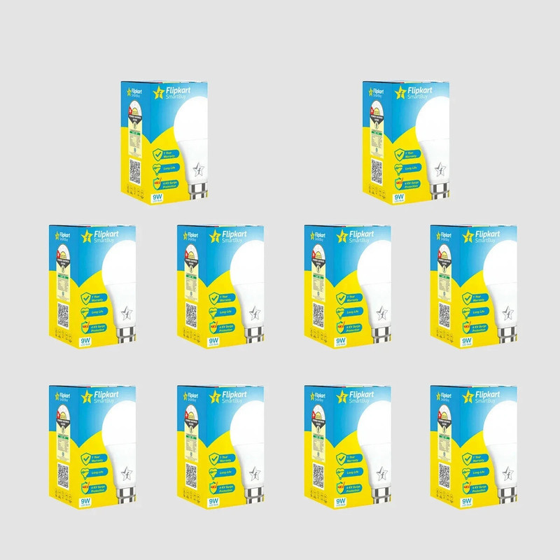 Flipkart Smartbuy 9 W Basic Round B22 Led Bulb(White, Pack Of 10)