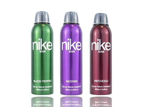 Nike Black Pepper + Incense + Patchouli Fresh Spray Deodorant For Men – Long-Lasting, Fresh Scent – 3 Pack (200Ml Each) | Perfect For Confidence